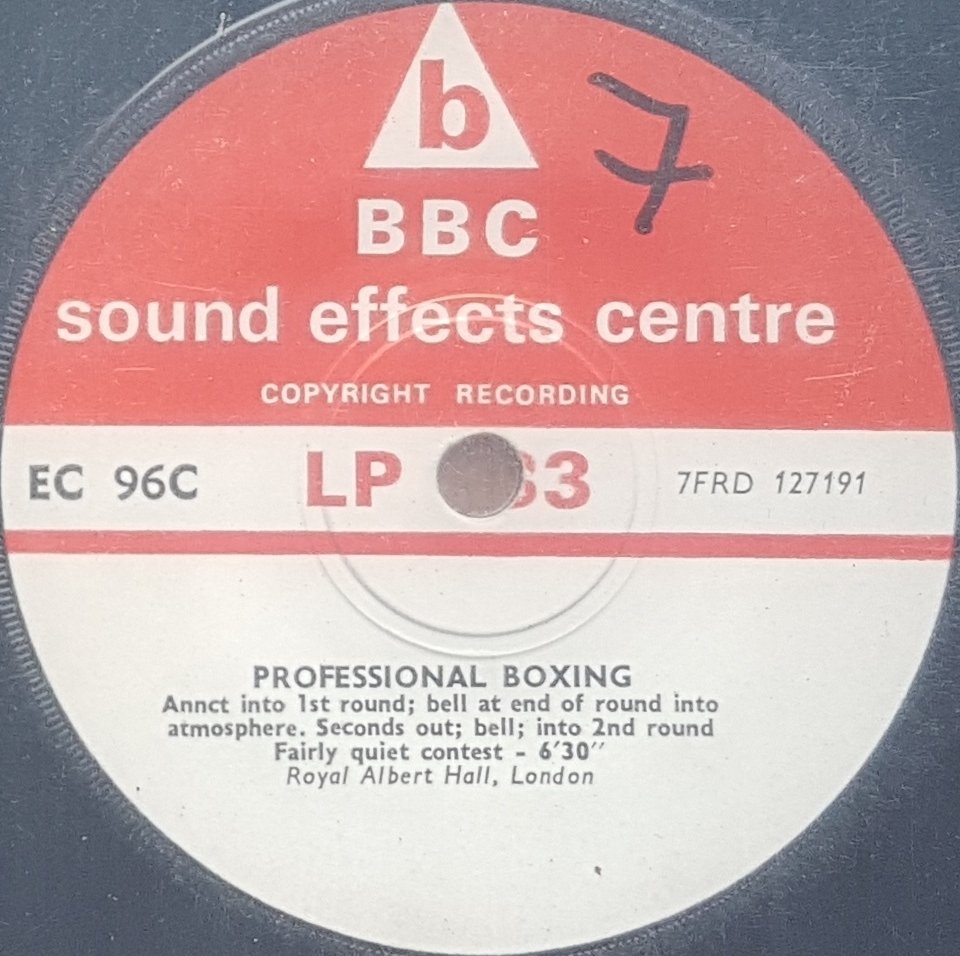 EC 96C Professional boxing - Royal Albert Hall, London Not registered from the BBC records and Tapes library Label